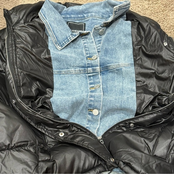 NWT Blank NYC Run The Show Black  Denim Quilted Puffer Jacket Size Medium - Picture 7 of 7